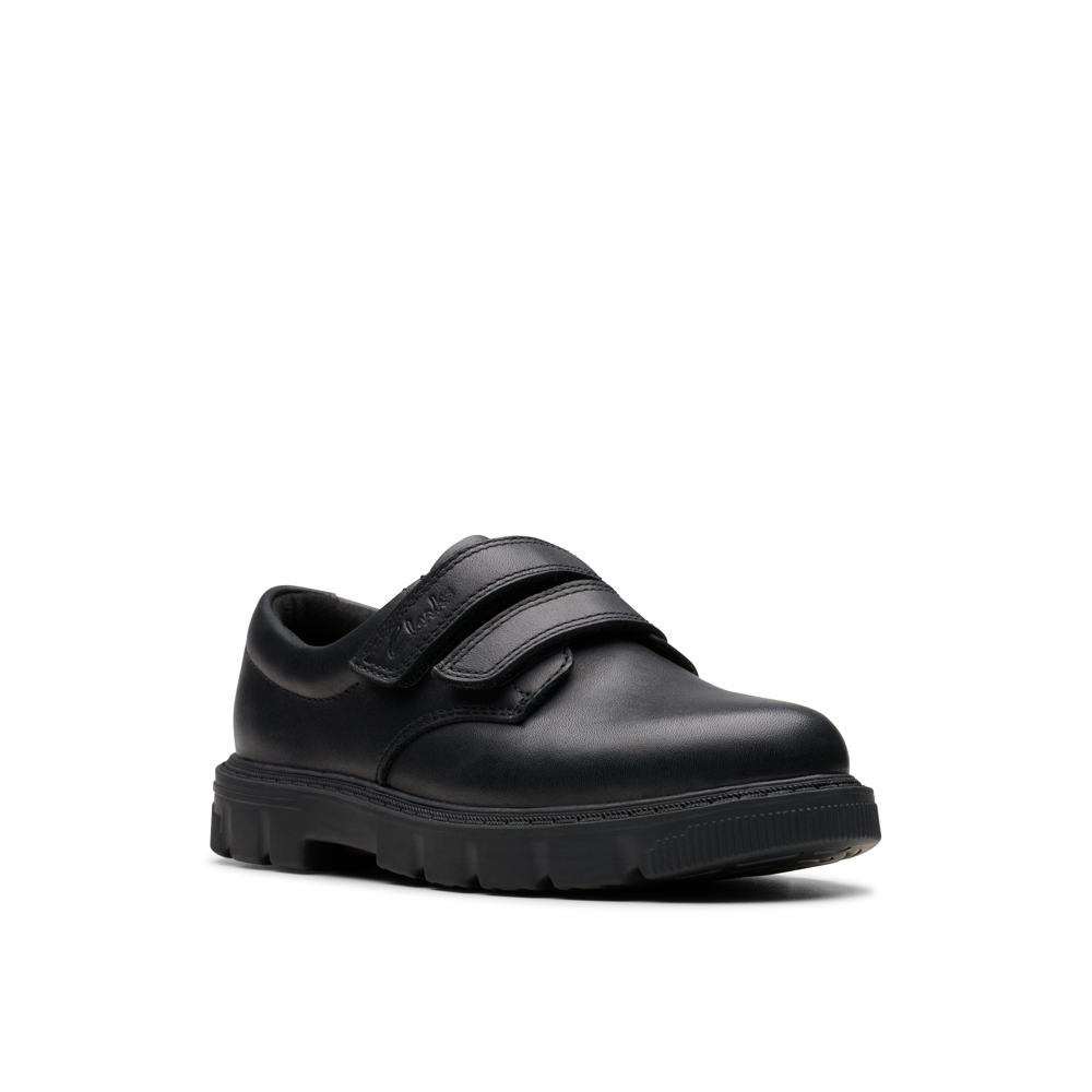 Clarks - Lorcam Loop K - Black Leather - School Shoes